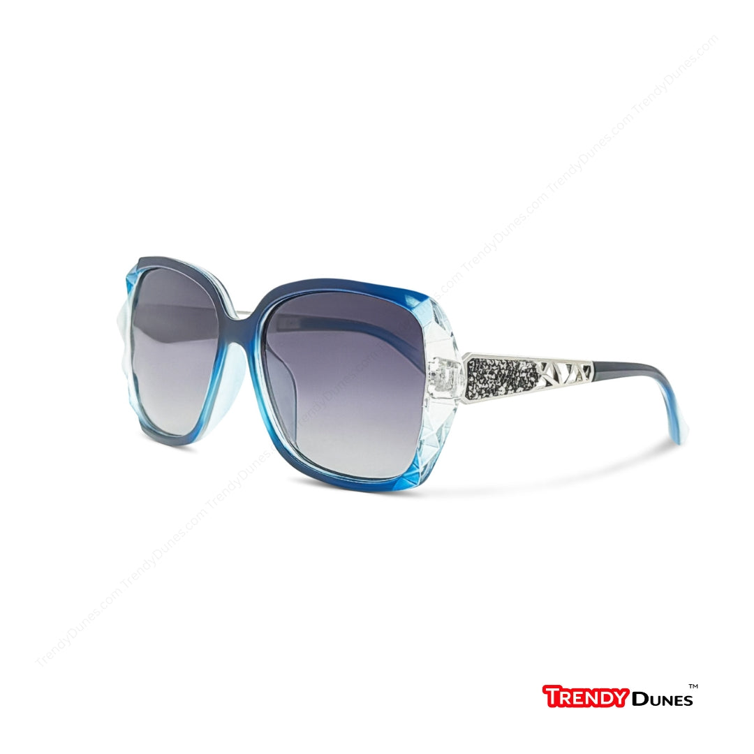 TrendyDunes Oversized Fashion Sunglasses for Women | Decorative Temples | Premium TAC Polarized Impact Scratch Resistant – Crystal-Cut Frame | Glittered Decorative Temples, UV400 Protection, Gradient Lenses – Chic & Stylish