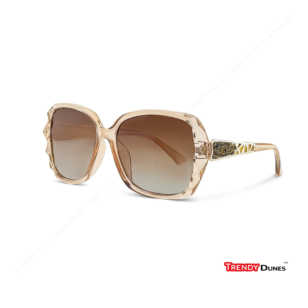 TrendyDunes Oversized Fashion Sunglasses for Women | Decorative Temples | Premium TAC Polarized Impact Scratch Resistant – Crystal-Cut Frame | Glittered Decorative Temples, UV400 Protection, Gradient Lenses – Chic & Stylish