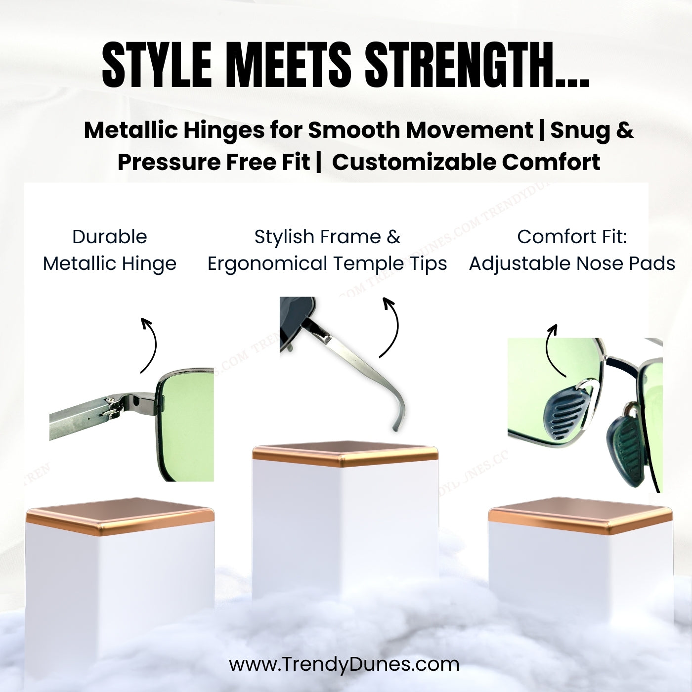 TrendyDunes Premium Wrap Around Aviators TAC Polarized Anti Glare UV400 Sleek Sunglasses| Aluminium Magnesium Metal Frame. Luxurious Hard Metal Case With Red Lining | Superior Cushion & Protection
