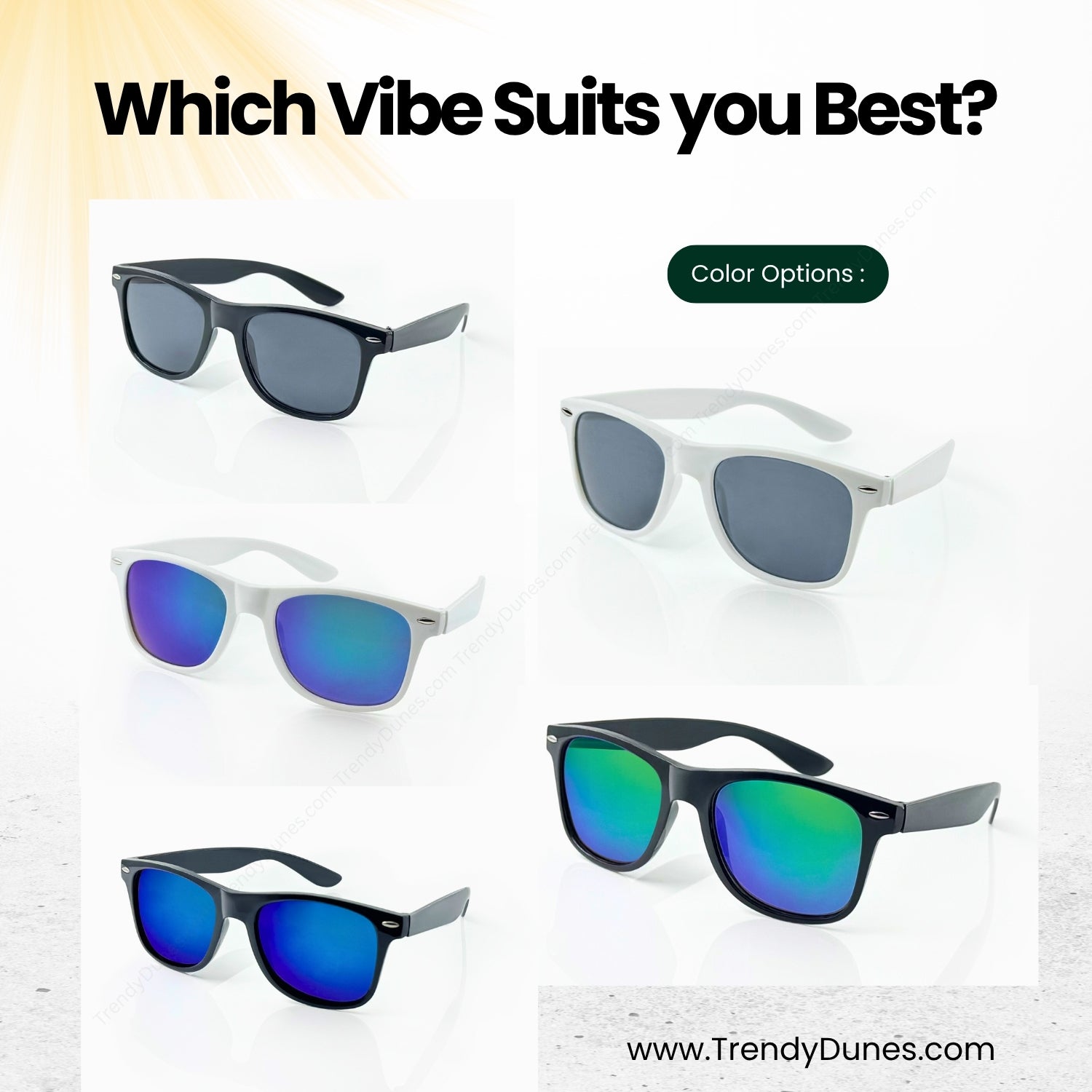TrendyDunes Polarized UV400 Wayfarer Sunglasses with Nail Accents. Black EVA Case & Microfiber Cloth – 5 Stylish Frame & Lens Variants