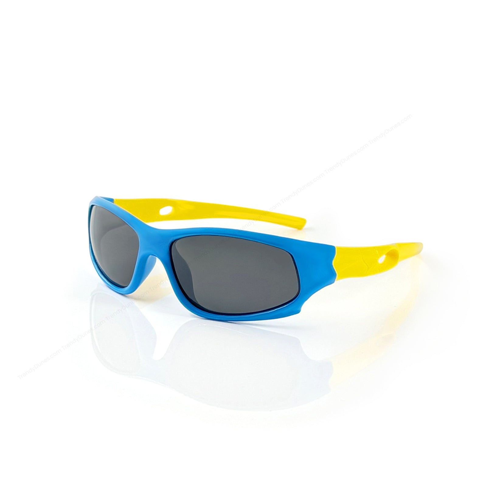 TrendyDunes Kids Sports Wraparound Sunglasses | Boys & Girls 8-12 Years | Polarized UV400 Anti Glare Lens | TPEE Frame | EVA Case + Polarized Test Card | 6 Color Combos