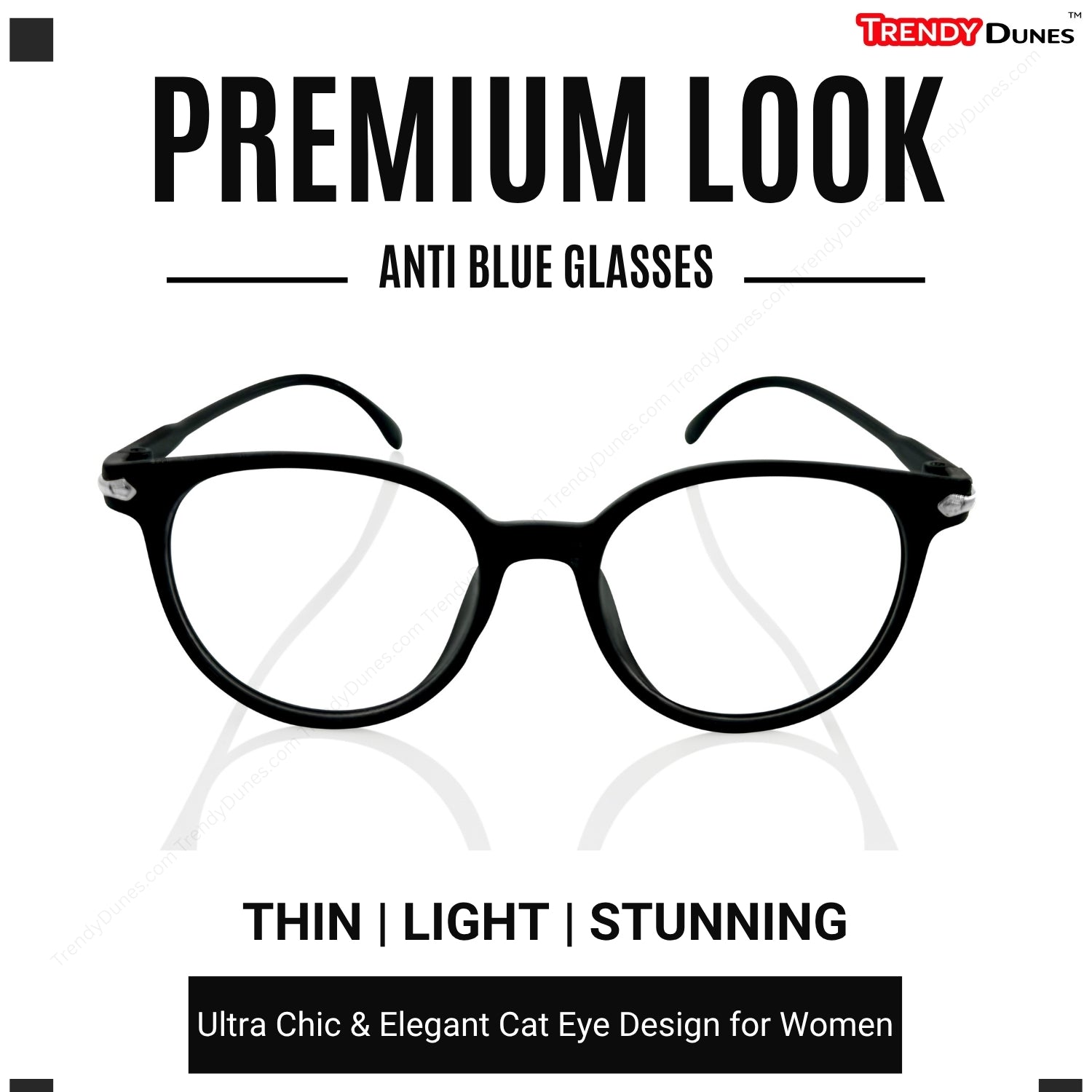 TrendyDunes Women's Eyewear Combo β Oversized Polarized Sunglasses Beige Brown + Stylish Cat Eye Blue Light Glasses (Black Frame)