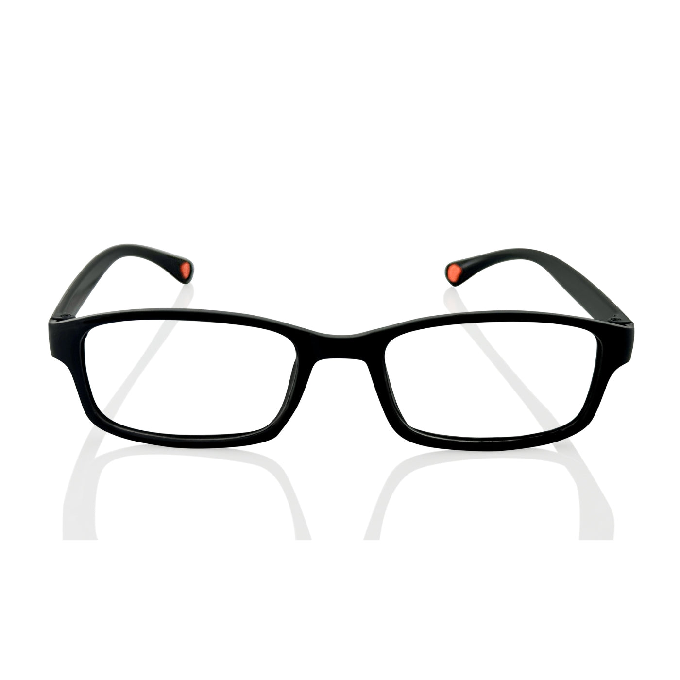 TrendyDunes Unisex Anti Blue Light Glasses | Sleek Rectangular Black Frame with Orange Accents | Computer & Mobile Screen Protection | Lightweight Eye Strain Relief Eyewear for Daily Use Men & Women