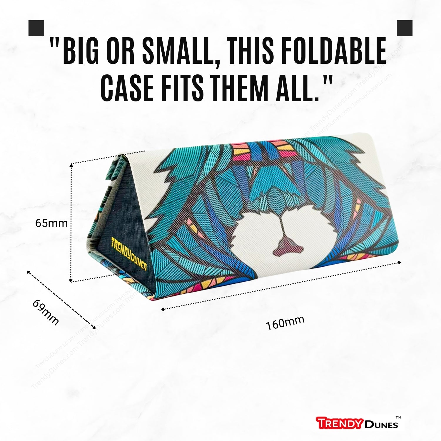 TrendyDunes Designer Eyewear Case Combo – PU Leather Foldable Case with Jungle Art + Designer Sandscape Desert Camo EVA Zipper Water Resistant Case