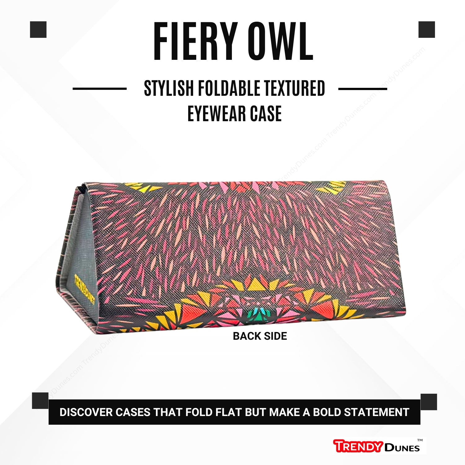 TrendyDunes High Fashion Luxury PU Leather Exterior, Soft Lining Triangular Sunglasses Eyewear Case with Vivid Animalistic Color Motifs | Includes Micro Fiber Wiping Cloth