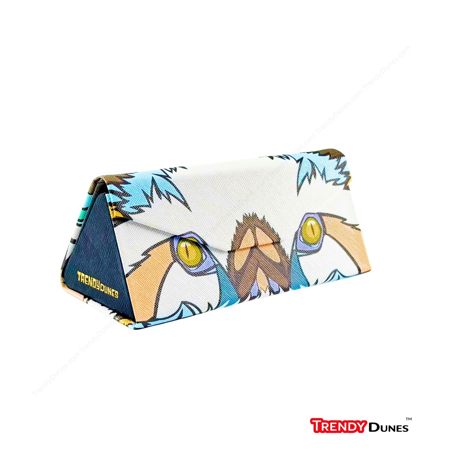 TrendyDunes High Fashion Luxury PU Leather Exterior, Soft Lining Triangular Sunglasses Eyewear Case with Vivid Animalistic Color Motifs | Includes Micro Fiber Wiping Cloth