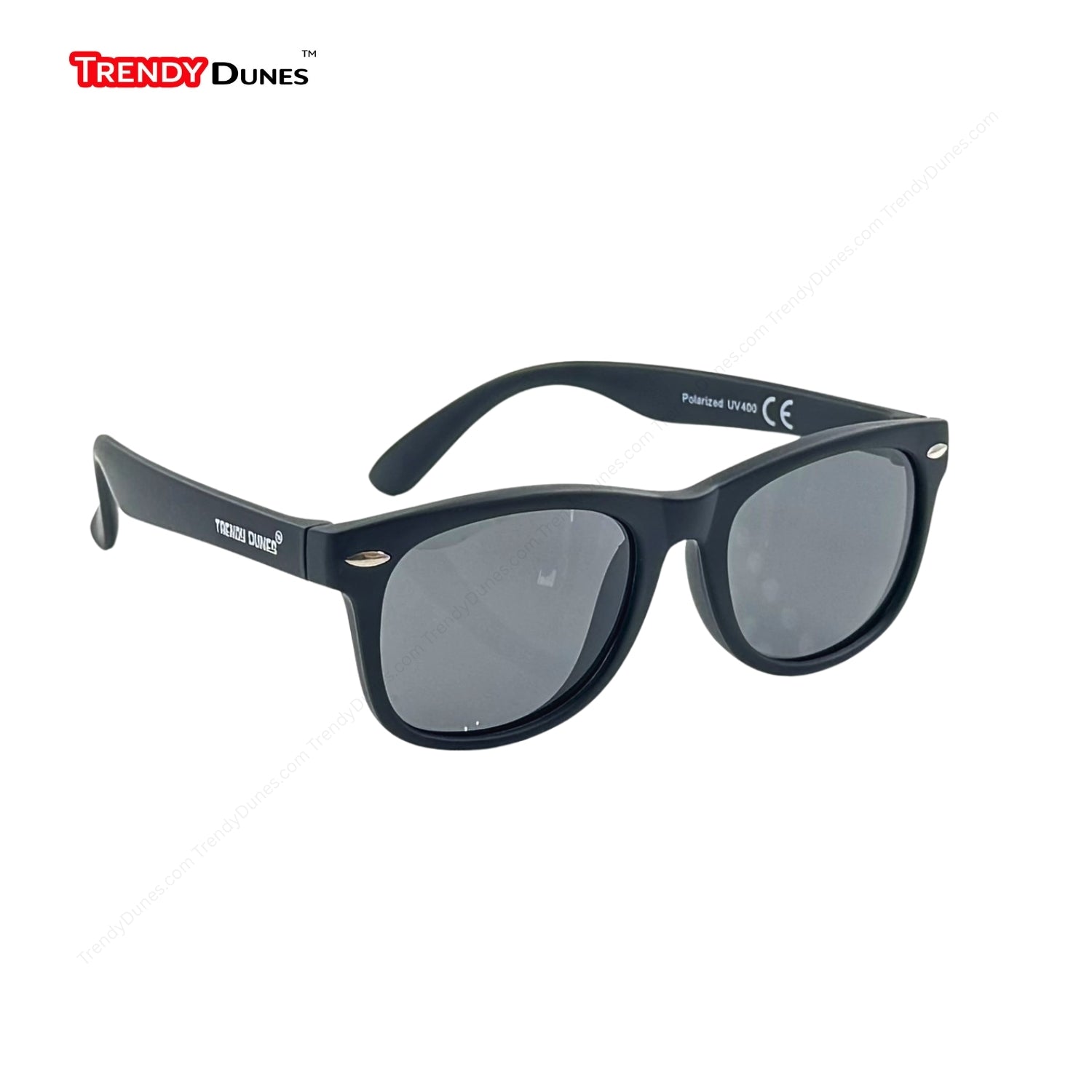 TrendyDunes Kids Polarized UV400 WayFarers Sunglasses Combo – 12 Fun Frame Color Variants with EVA Hard Case & Microfiber Cloth