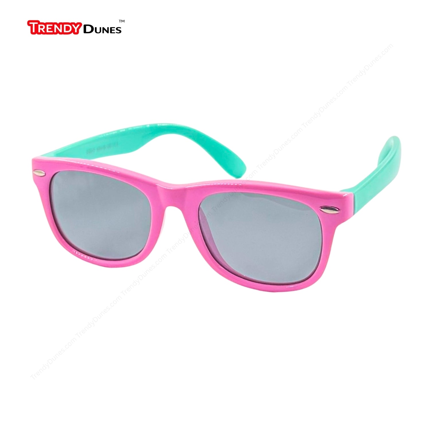 TrendyDunes Kids Polarized UV400 WayFarers Sunglasses Combo – 12 Fun Frame Color Variants with EVA Hard Case & Microfiber Cloth