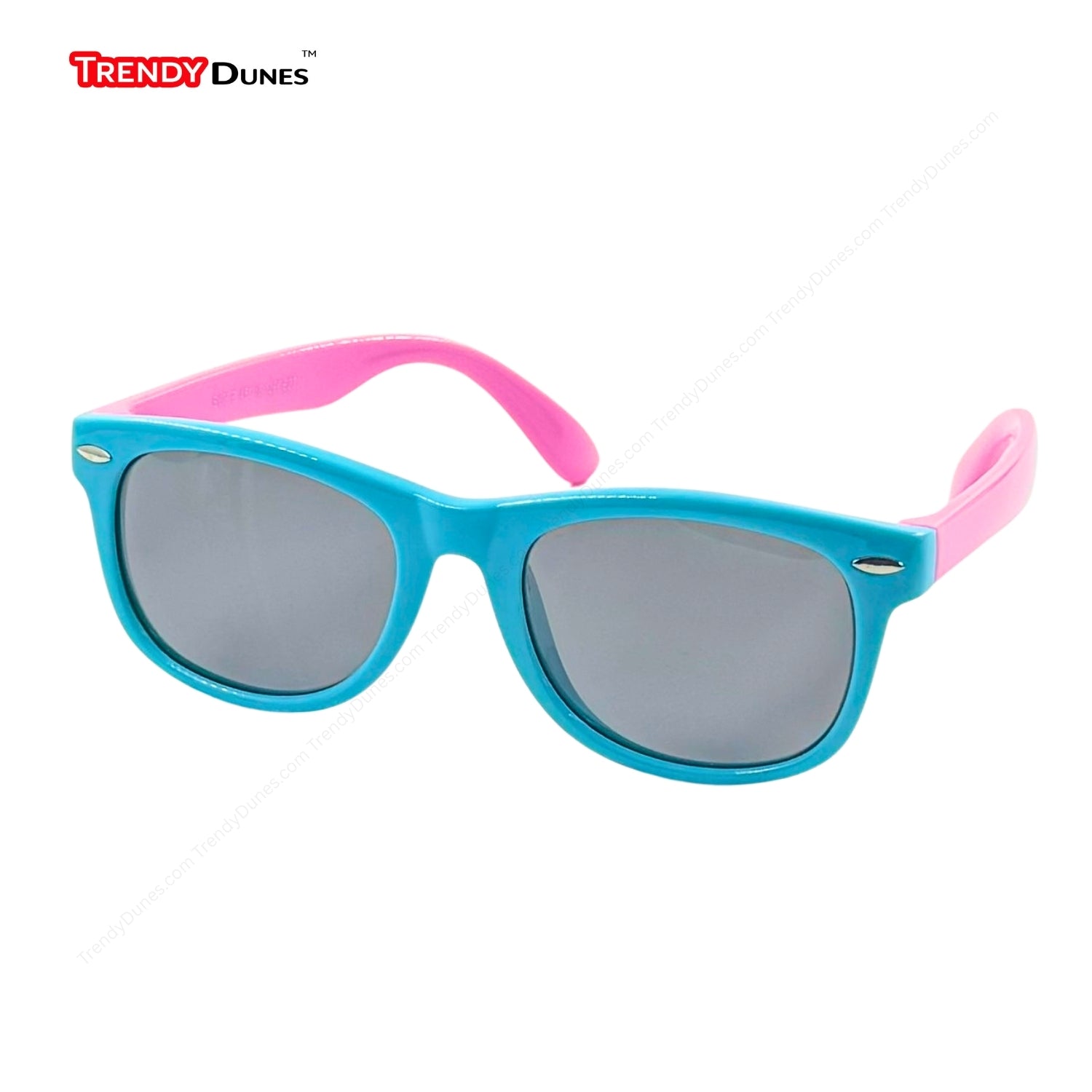 TrendyDunes Kids Polarized UV400 WayFarers Sunglasses Combo – 12 Fun Frame Color Variants with EVA Hard Case & Microfiber Cloth