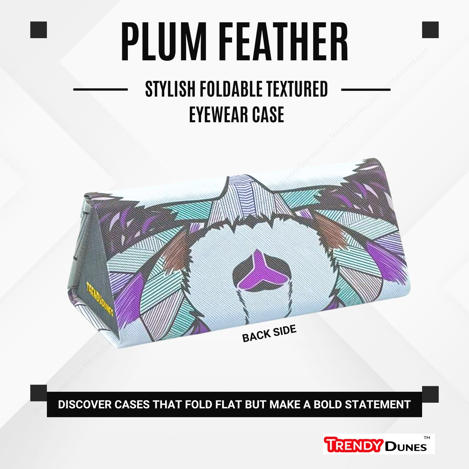 TrendyDunes High Fashion Luxury PU Leather Exterior, Soft Lining Triangular Sunglasses Eyewear Case with Vivid Animalistic Color Motifs | Includes Micro Fiber Wiping Cloth
