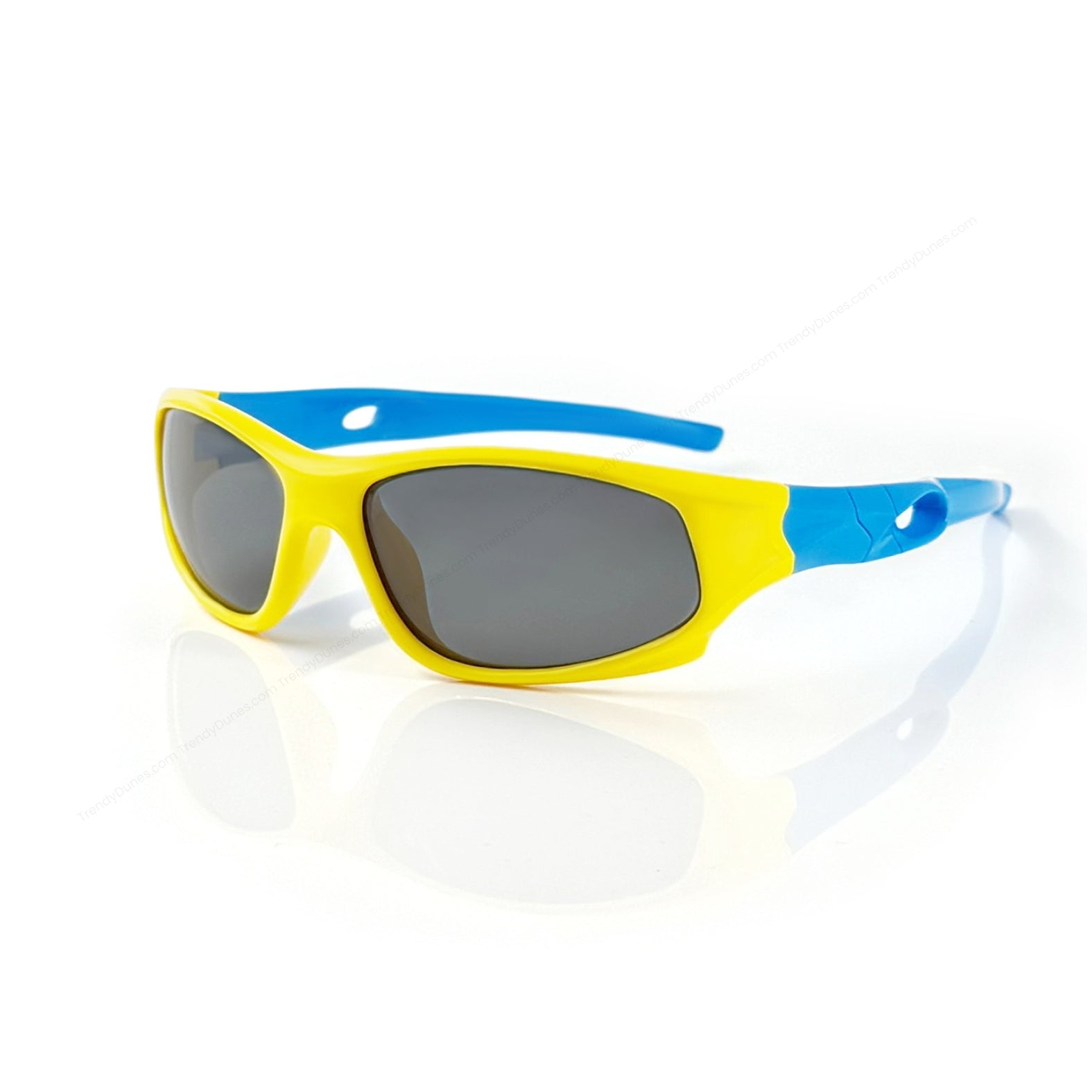 TrendyDunes Kids Sports Wraparound Sunglasses | Boys & Girls 8-12 Years | Polarized UV400 Anti Glare Lens | TPEE Frame | EVA Case + Polarized Test Card | 6 Color Combos