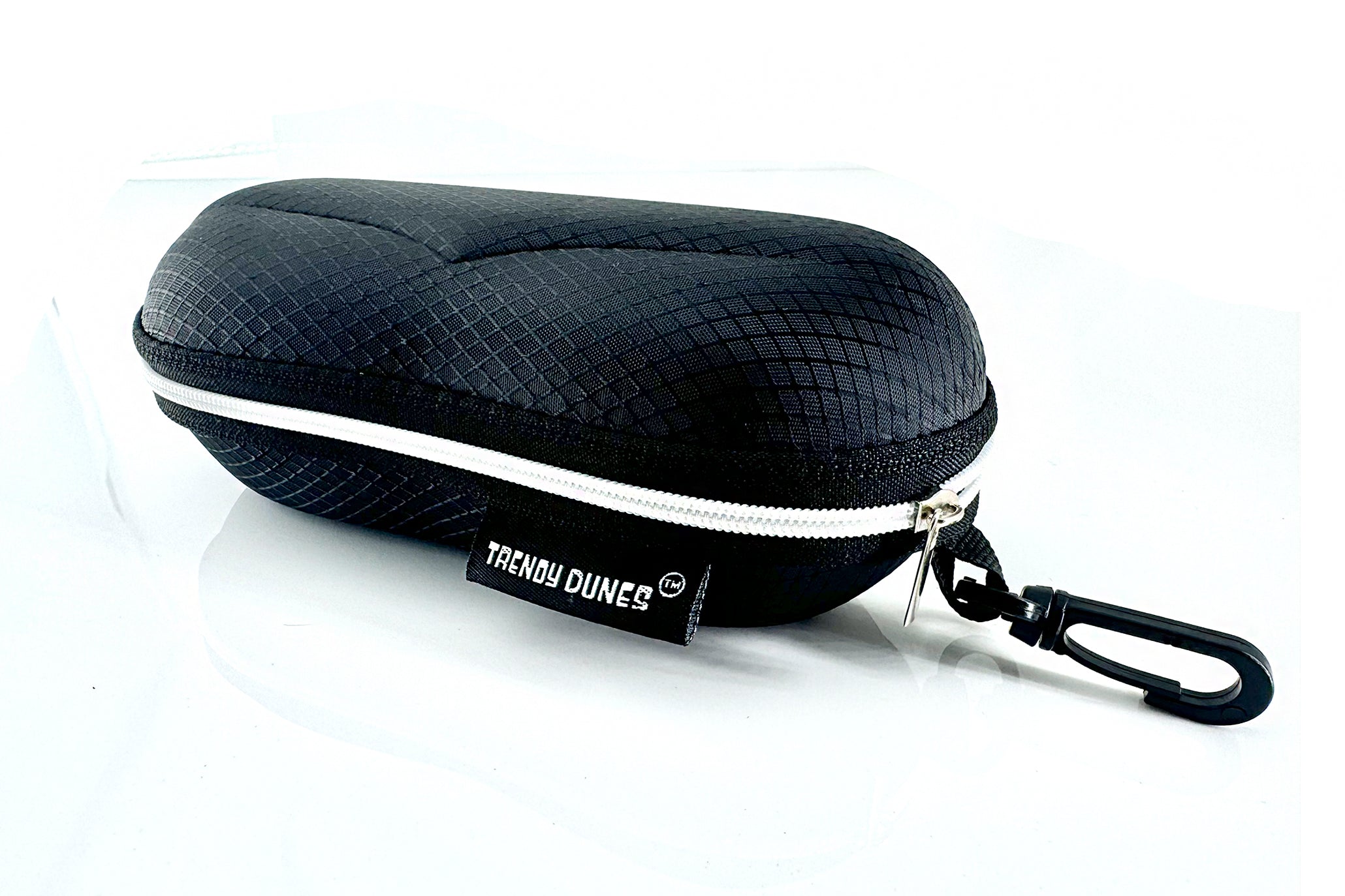 TrendyDunes EVA Waterproof Diamond-Pattern Zipper Sunglasses & Eyewear Case with hook and zip pendant