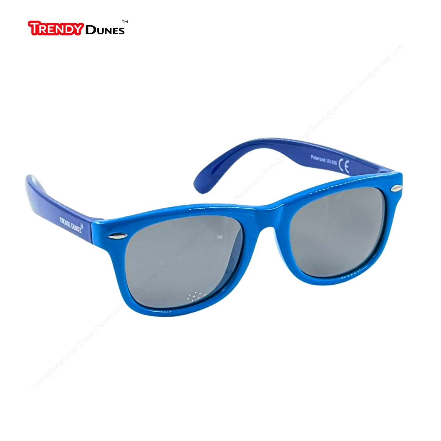 TrendyDunes Kids Polarized UV400 WayFarers Sunglasses Combo – 12 Fun Frame Color Variants with EVA Hard Case & Microfiber Cloth