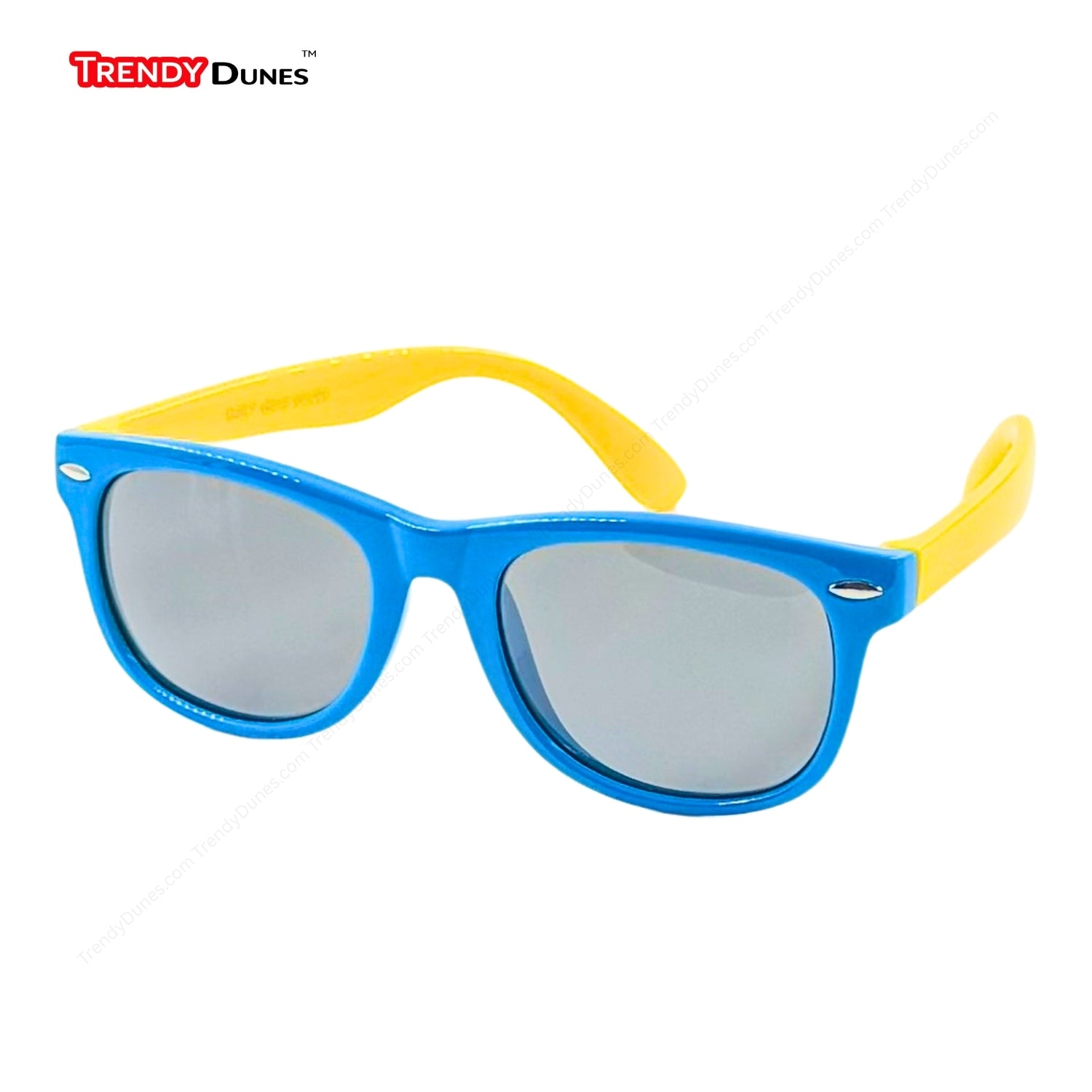 TrendyDunes Kids Polarized UV400 WayFarers Sunglasses Combo – 12 Fun Frame Color Variants with EVA Hard Case & Microfiber Cloth